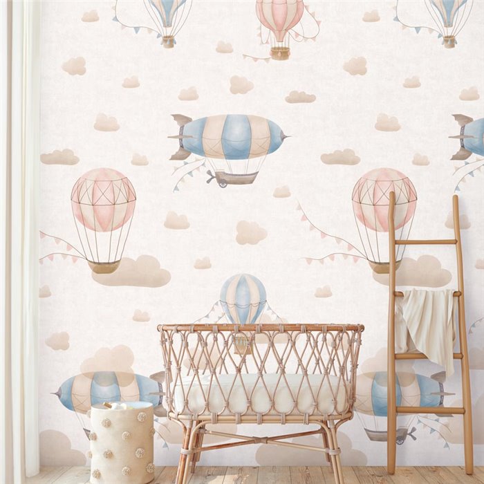 Mural de pared infantil de globos y dirigibles ·  770611
