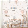Mural de pared infantil de globos y dirigibles · 770611