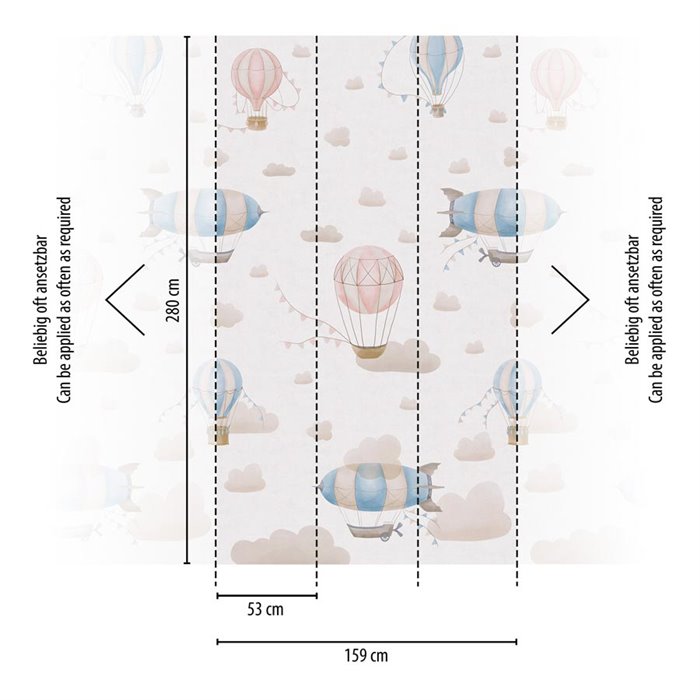 Mural de pared infantil de globos y dirigibles ·  770611