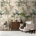 Mural de pared palmeras tropicales sobre fondo envejecido ·  790157