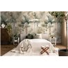 Tropical palm wall mural with aged plaster look · 790157