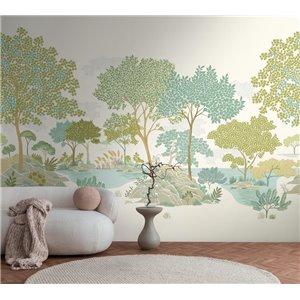 Mural de pared jardín botánico con estanques serenos 2