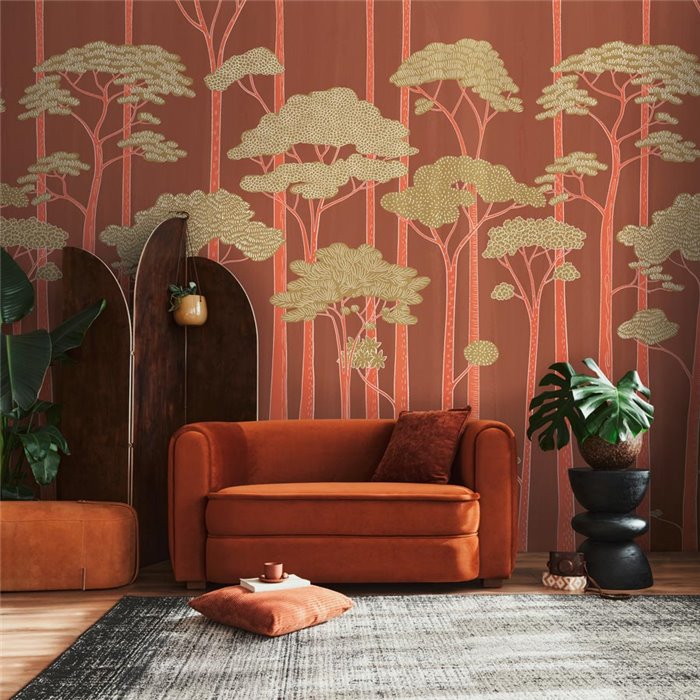 Terracotta stylized forest wall mural ·  792228