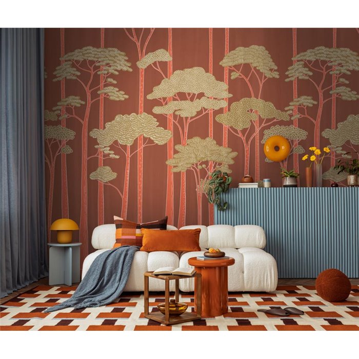 Mural de pared bosque estilizado en terracota ·  792228