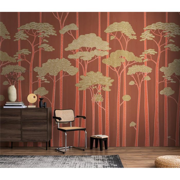 Mural de pared bosque estilizado en terracota ·  792228