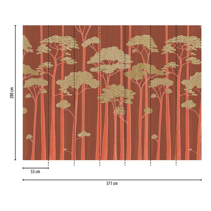 Mural de pared bosque estilizado en terracota ·  792228