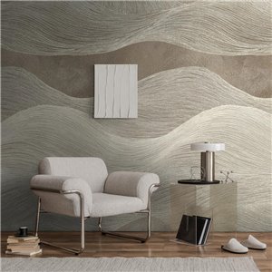 Mural de pared abstracto de ondas en tonos arena