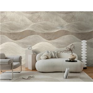 Mural de pared abstracto de ondas en tonos arena 2