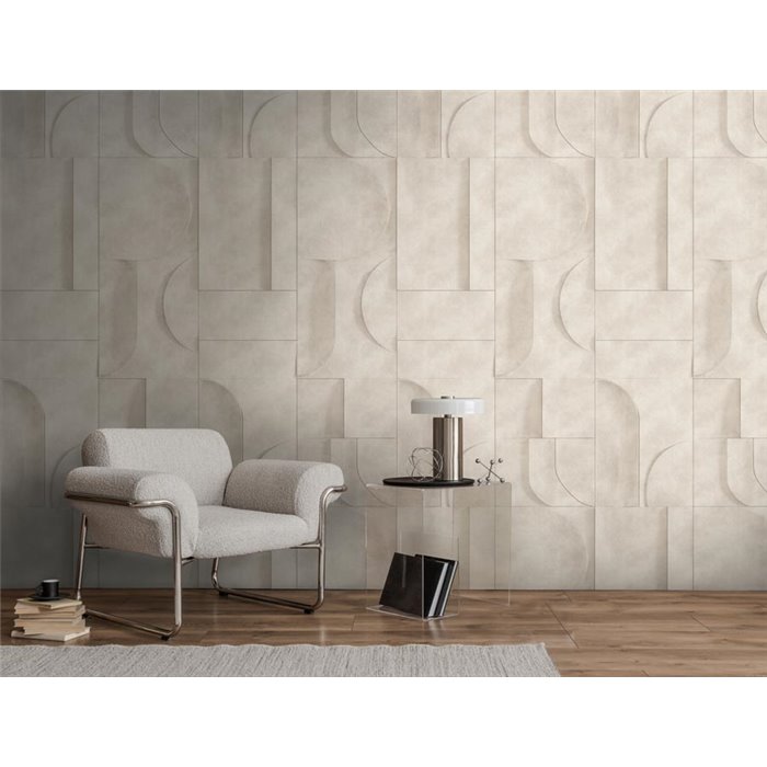 Mural de pared geométrico con efecto relieve cemento ·  792244