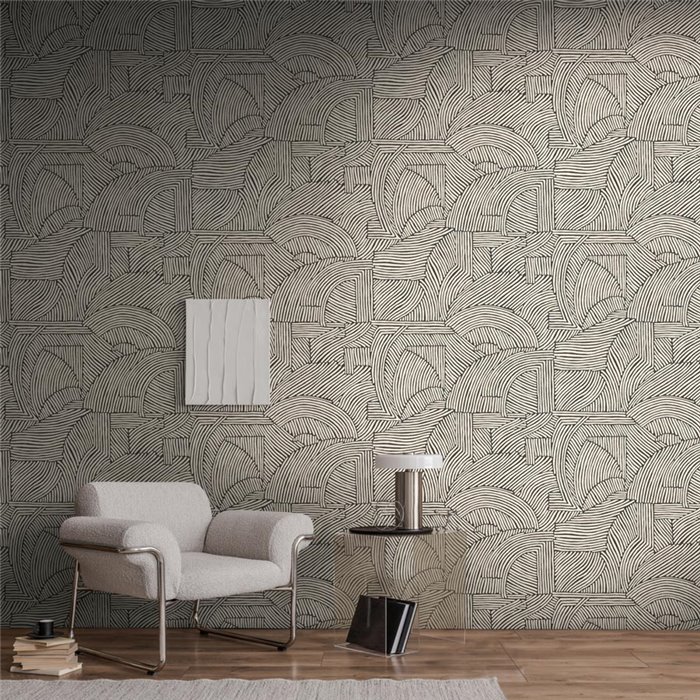 Geometric wall mural with linear fan arches ·  792251