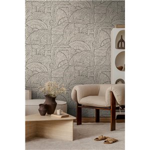 Geometric wall mural with linear fan arches 2
