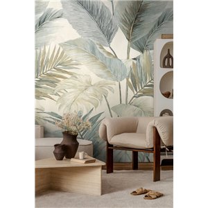 Soft watercolour tropical leaves wall mural 2