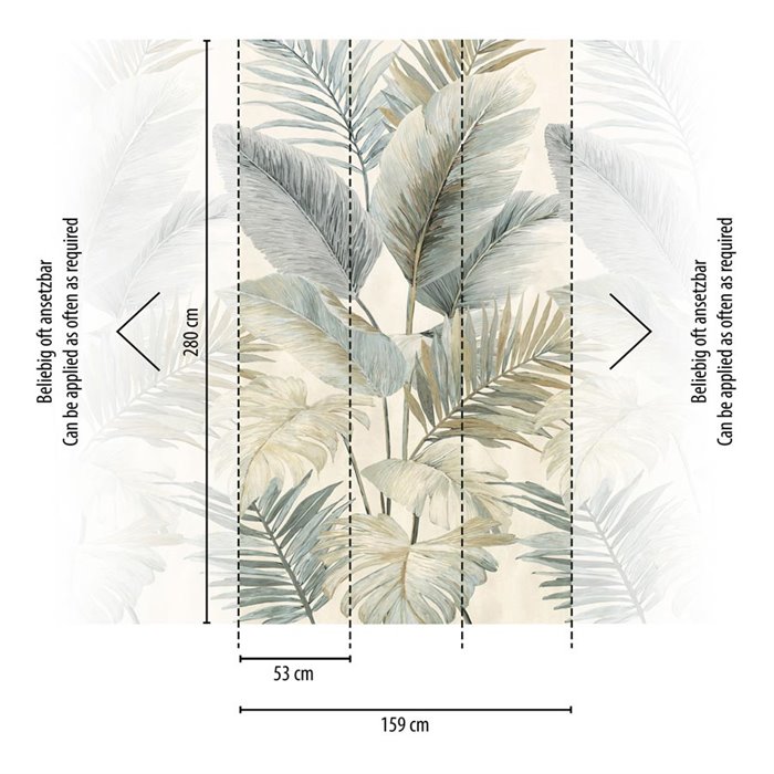 Wandbild mit tropischen Blättern in Aquarelloptik ·  792513