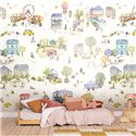Mural panoramique mini-ville à l’aquarelle pour enfants · Caselio Happy Kids Club 107709908
