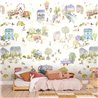 Mural de pared miniciudad infantil en acuarela · Caselio Happy Kids Club 107709908