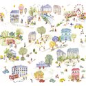Watercolor mini city wall mural for kids · Caselio Happy Kids Club 107709908