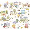 Mural panoramique mini-ville à l’aquarelle pour enfants · Caselio Happy Kids Club 107709908