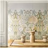 Art Deco floral wall mural with golden outlines