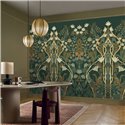 Mural de pared art déco esmeralda con arcos florales · Casamance Isadora 70733058