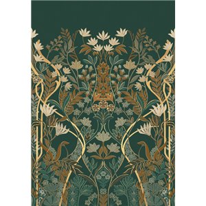 Emerald Art Deco wall mural with floral arches 2