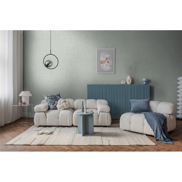 Tapete in Hellblau mit subtiler Textur und Leinenoptik ·  791529
