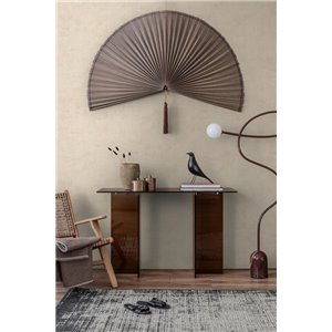 Hellbeige Tapete mit texturierter Leinenoptik 2