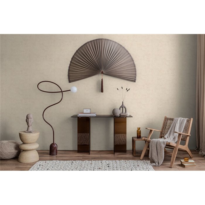 Hellbeige Tapete mit texturierter Leinenoptik ·  791534