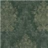 Green Damask Wallpaper with Golden Accents