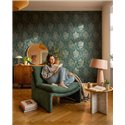 Papier peint damas vert avec accents dorés ·  792282