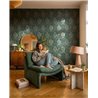 Papier peint damas vert avec accents dorés · 792282