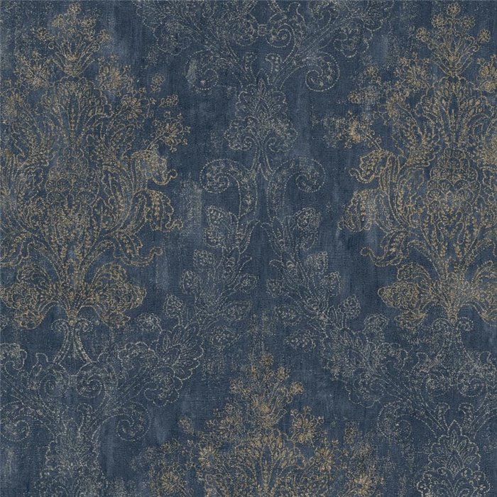 Papier peint damassé bleu à relief doré ·  792283
