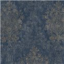 Papier peint damassé bleu à relief doré ·  792283
