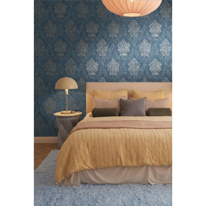 Papier peint damassé bleu à relief doré ·  792283