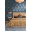 Papier peint damassé bleu à relief doré ·  792283