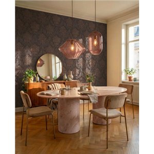 Papier peint damas baroque en tons bruns 2