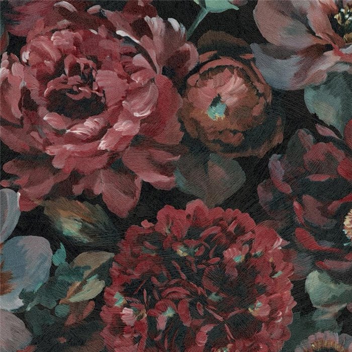 Dunkle Blumen-Tapete mit künstlerischem Druck ·  792312