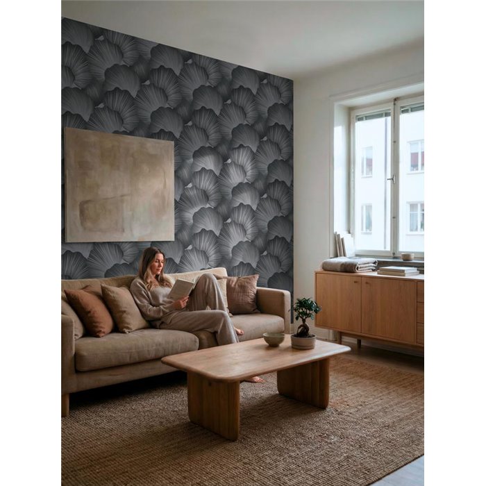 Papier peint à grandes feuilles en nuances de gris ·  792337