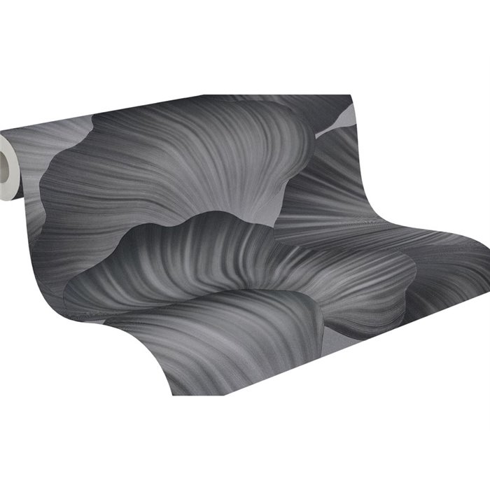 Large Leaf Wallpaper in Shades of Grey ·  792337