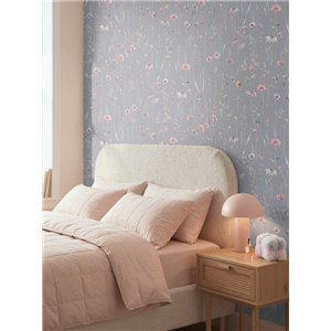 Papier peint fleurs sauvages aquarelle sur fond gris 2