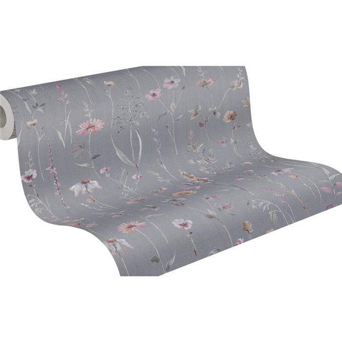 Papier peint fleurs sauvages aquarelle sur fond gris ·  792372