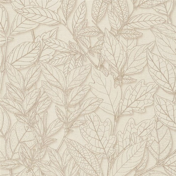 Papier peint feuilles beige subtile relief texturé ·  792381
