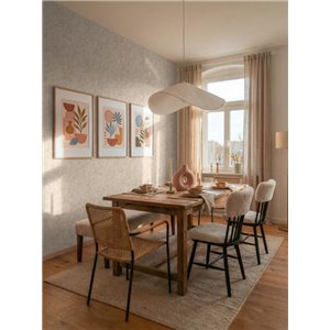 Subtle beige leaf wallpaper with textured relief 2