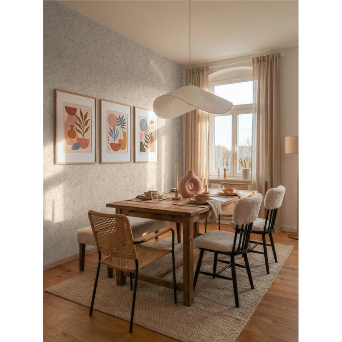 Papier peint feuilles beige subtile relief texturé ·  792381