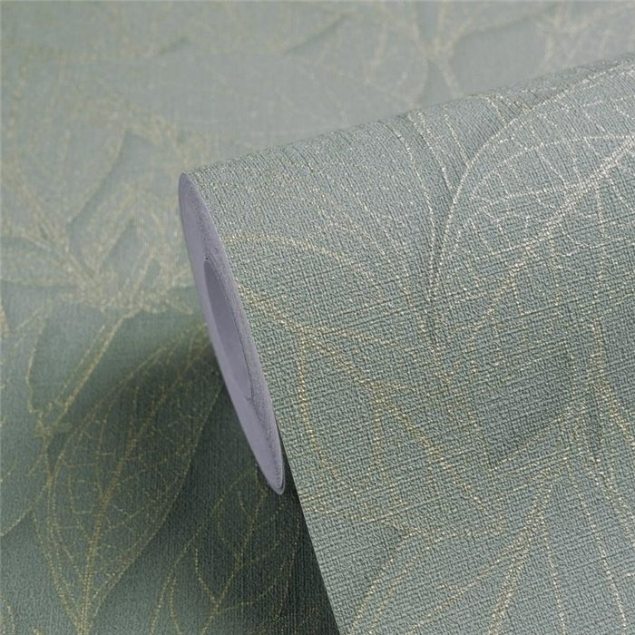 Botanical leaf wallpaper on teal background ·  792383
