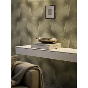 Tapete mit geom. 3D-Effekt in Gold und Grau, modern 2
