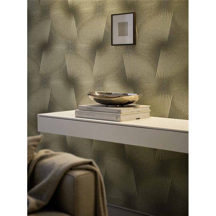 Geometric 3D effect contemporary gold and grey wallpaper ·  792524
