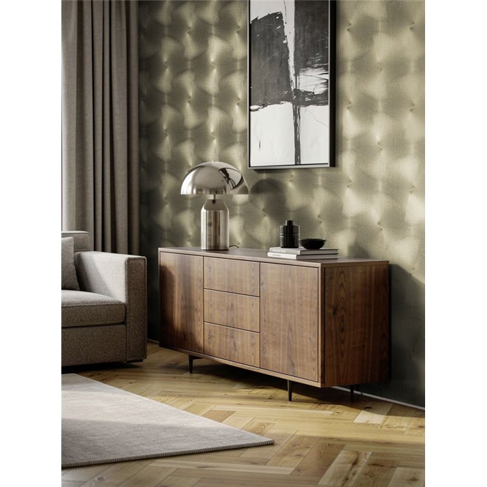 Tapete mit geom. 3D-Effekt in Gold und Grau, modern ·  792524
