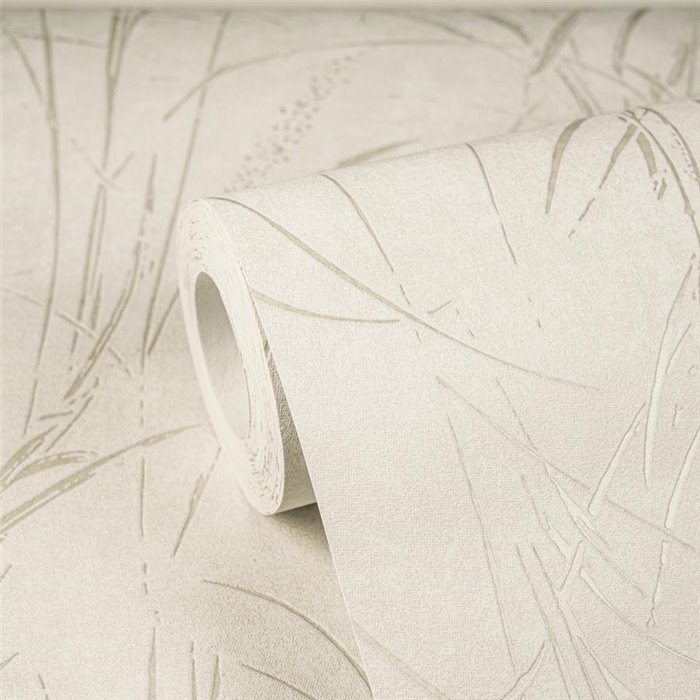 Papier peint roseaux Japandi crème et blanc ·  792821
