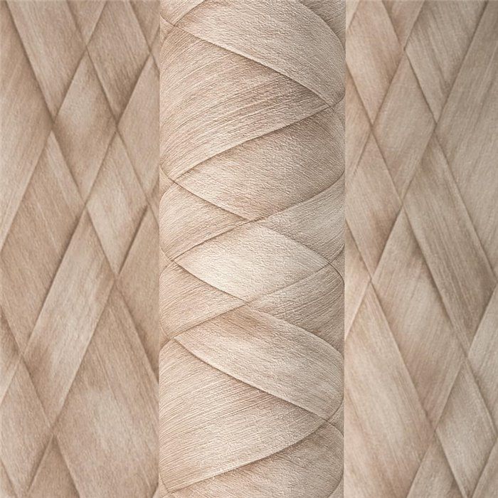 Tapete mit 3D-Rombenflechtmuster in Beige und Braun ·  793131
