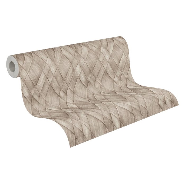 3D woven diamond pattern wallpaper in beige and brown ·  793131